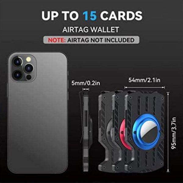 Men Ultra Slim Tracker Card Holder RFID Metal Card Holder for AirTag (Blue) - Image 2
