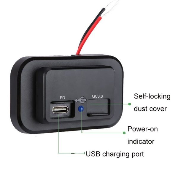 18W QC3.0 Fast Charge PD Car RV Boat Charger (Black) - Image 4