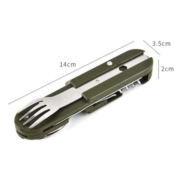 Outdoor Camping Tableware Stainless Steel Folding Knife Fork and Spoon Combination Tableware - Image 2