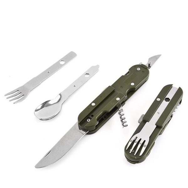 Outdoor Camping Tableware Stainless Steel Folding Knife Fork and Spoon Combination Tableware - Image 3