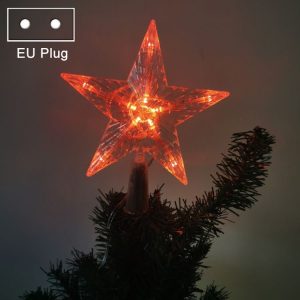 Christmas Tree Top Light LED Glowing Star Lights, Size: Small EU Plug (Red)