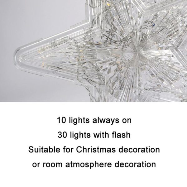 Christmas Tree Top Light LED Glowing Star Lights, Size: Small EU Plug (Red) - Image 3