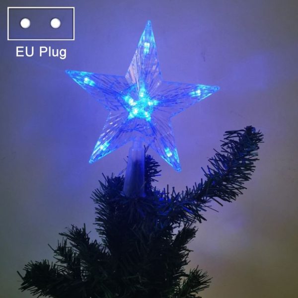 Christmas Tree Top Light LED Glowing Star Lights, Size: Large EU Plug (Blue)