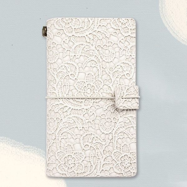 A6 Retro Lace Carved Girls Hand Ledger Diary With 3 Separate Inner Pages (Beige)