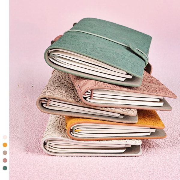A6 Retro Lace Carved Girls Hand Ledger Diary With 3 Separate Inner Pages (Beige) - Image 2