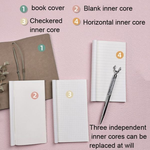 A6 Retro Lace Carved Girls Hand Ledger Diary With 3 Separate Inner Pages (Beige) - Image 3