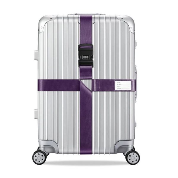 Luggage Reinforcement Straps Fixed Protective Rope With Combination Lock, Color: Purple