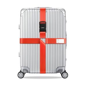 Luggage Reinforcement Straps Fixed Protective Rope With Combination Lock, Color: Orange