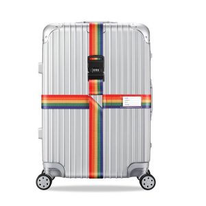 Luggage Reinforcement Straps Fixed Protective Rope With Combination Lock, Color: Rainbow