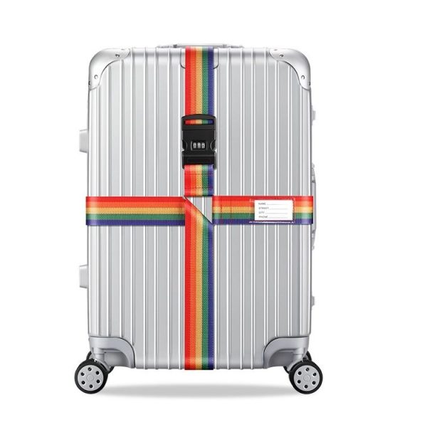 Luggage Reinforcement Straps Fixed Protective Rope With Combination Lock, Color: Rainbow