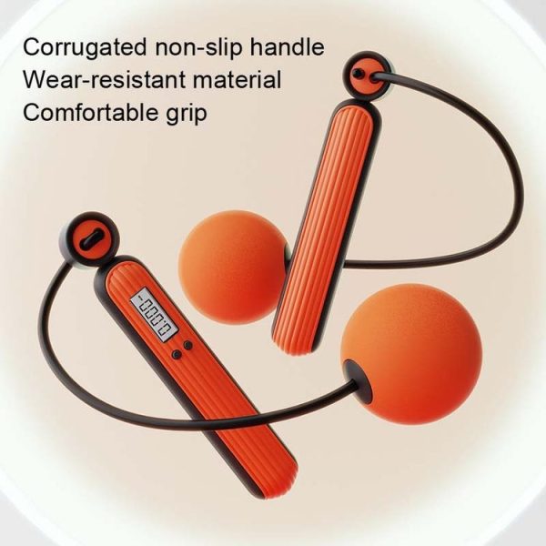 Fitness Sport Intelligent Electronic Counting Skipping Rope, Style: Small Ball Dual Use (Carmine) - Image 3