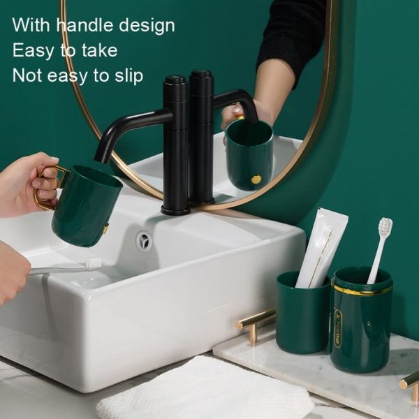 JM043 Home Mouthwash Cup Set Couple Convenient Travel Toothbrush Box, Style: 3 Cups White - Image 5