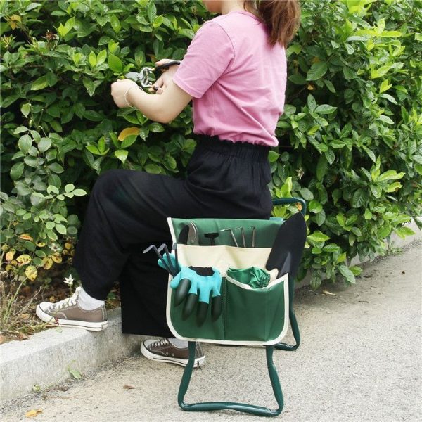 MTP-635 Gardening Bench Cart Tool Storage Bag (Green Beige Stitching) - Image 6