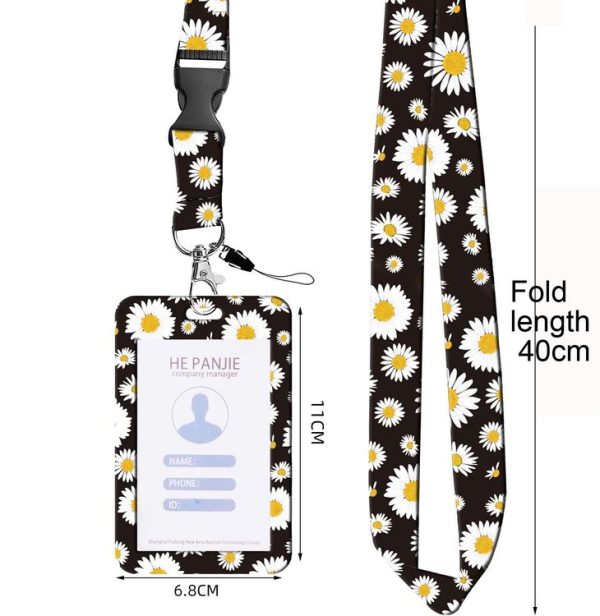Floral Adjustable Retractable Card Holder Name Badge Work Bank Credit Card Sleeve (Black and White) - Image 4