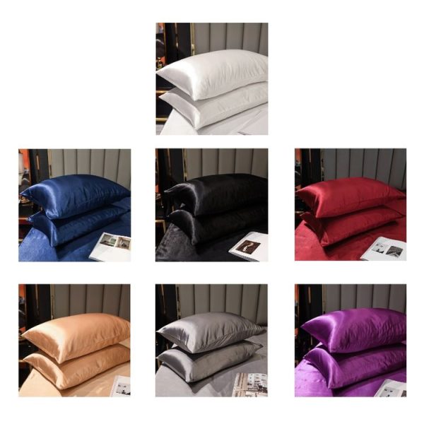 1 Pairs Ice Silk Pillowcase Home Textile Bedding, Size: 50x75cm (Wine Red) - Image 2