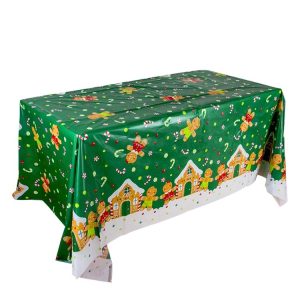 Christmas Halloween Party Event Decoration Tablecloth (Green Biscuits)