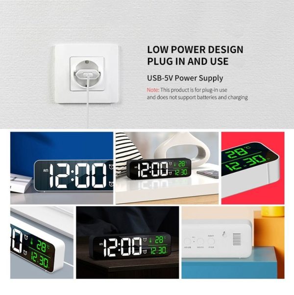 8810 LED Mirror Living Room Music Wall Clock with Temperature Date Display (Black) - Image 6