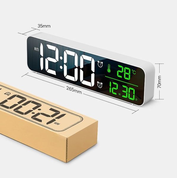 8810 LED Mirror Living Room Music Wall Clock with Temperature Date Display (Black) - Image 7