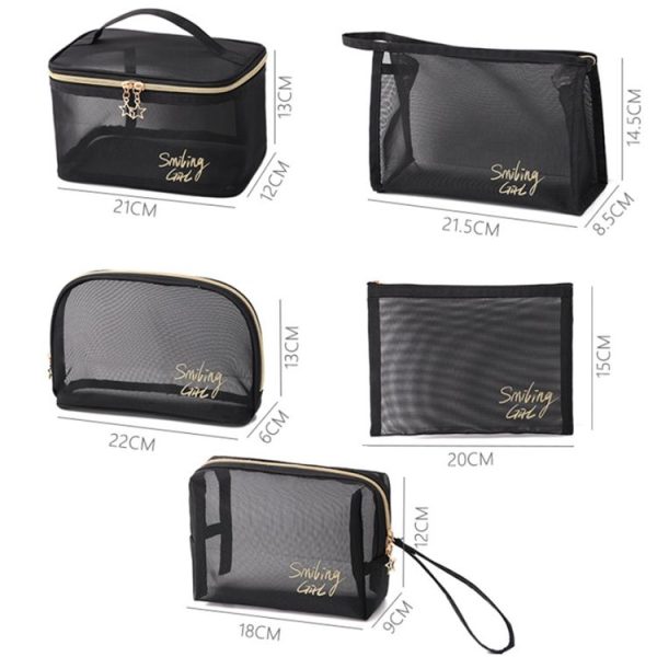 Travel Large Capacity Transparent Mesh Cosmetic Bag, Style: Semicircular - Image 2