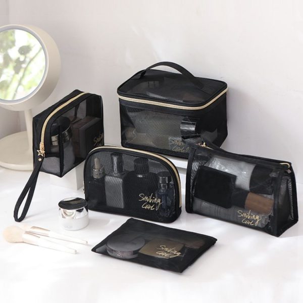 Travel Large Capacity Transparent Mesh Cosmetic Bag, Style: Semicircular - Image 6