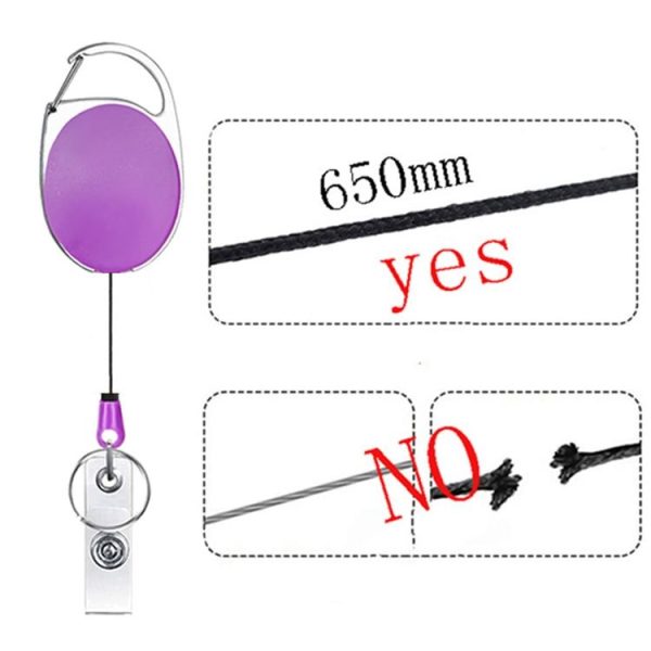 68cm Retractable Pull Badge Reel Zinc Alloy ID Lanyard Name Tag Card Badge Holder (Black) - Image 4