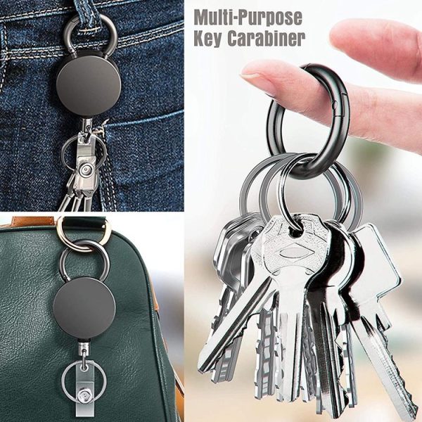 Electroplated Metal Retractable Pull Badge Reel Keychain Belt Clip Document Buckle - Image 5