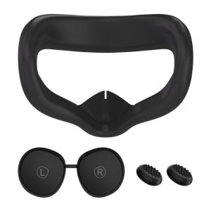 VR Silicone Eye Mask+Lens Protective Cover+Joystick Hat, For Meta Quest 2 (Black)