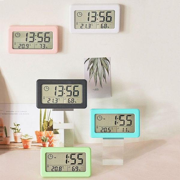YD005 Mini Light and Thin LCD Screen Temperature / Humidity Meter Electronic Clock (White) - Image 2