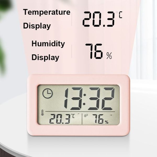 YD005 Mini Light and Thin LCD Screen Temperature / Humidity Meter Electronic Clock (White) - Image 5