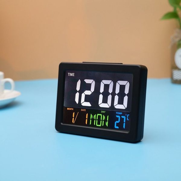 G2000 Color Screen Date Temperature Display Alarm Clock Desk Clock (Black)