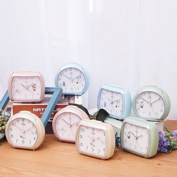 Cute Children Small Alarm Clock Bedside Night Light Clock (A306 Beige) - Image 2