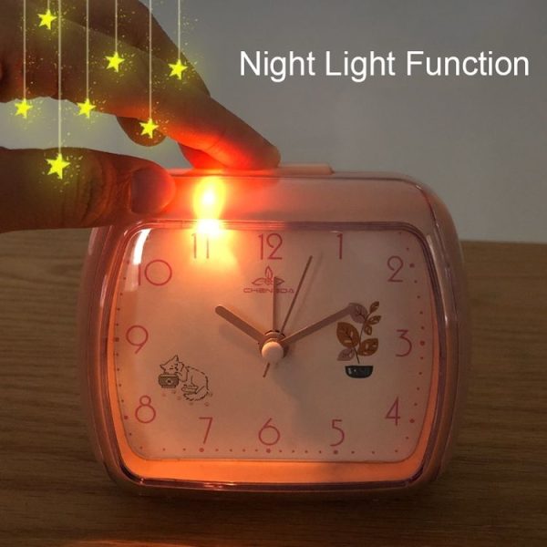 Cute Children Small Alarm Clock Bedside Night Light Clock (A306 Beige) - Image 3