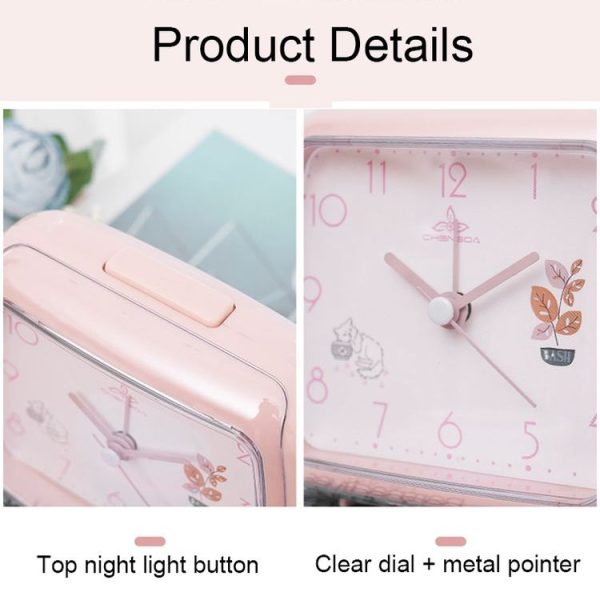 Cute Children Small Alarm Clock Bedside Night Light Clock (A306 Beige) - Image 5