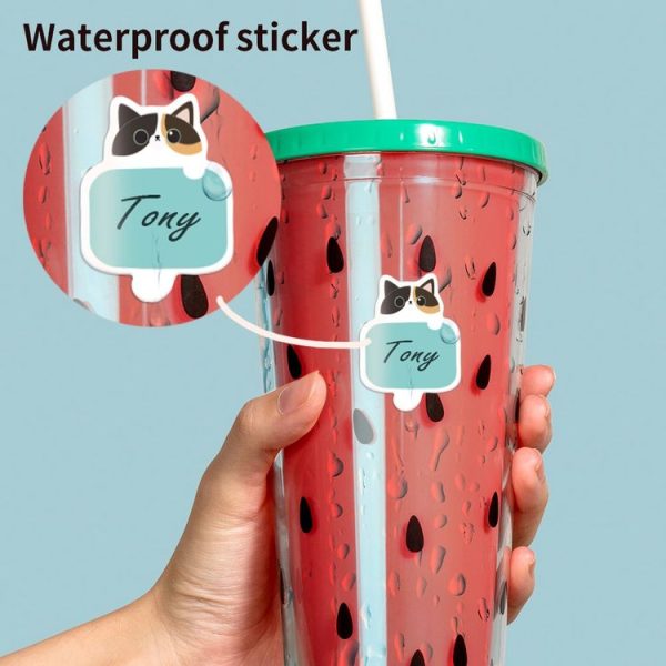 12 PCS Cute Cat Name Stickers Waterproof Children Stationery Stickers - Image 4