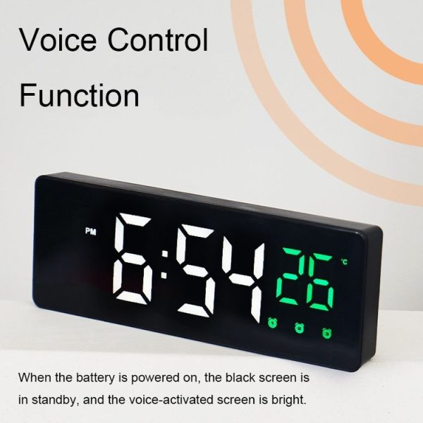 0715 Voice-activated LED Mute Date Temperature Display Electronic Clock (White Shell Blue Light) - Image 5
