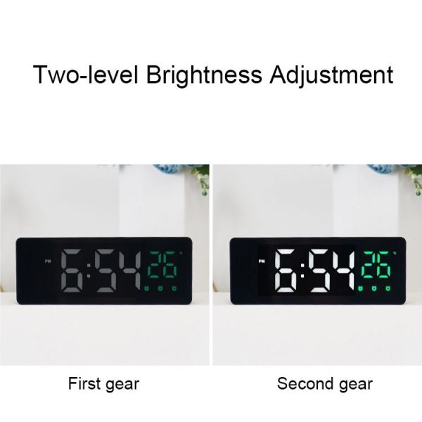 0715 Voice-activated LED Mute Date Temperature Display Electronic Clock (White Shell Blue Light) - Image 6