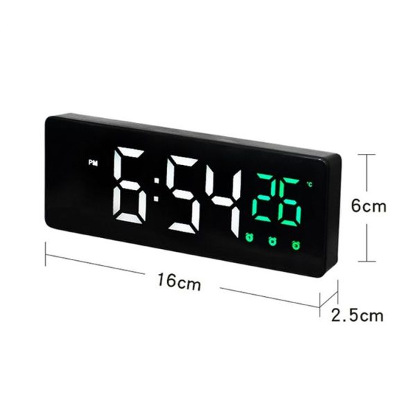 0715 Voice-activated LED Mute Date Temperature Display Electronic Clock (White Shell Blue Light) - Image 7