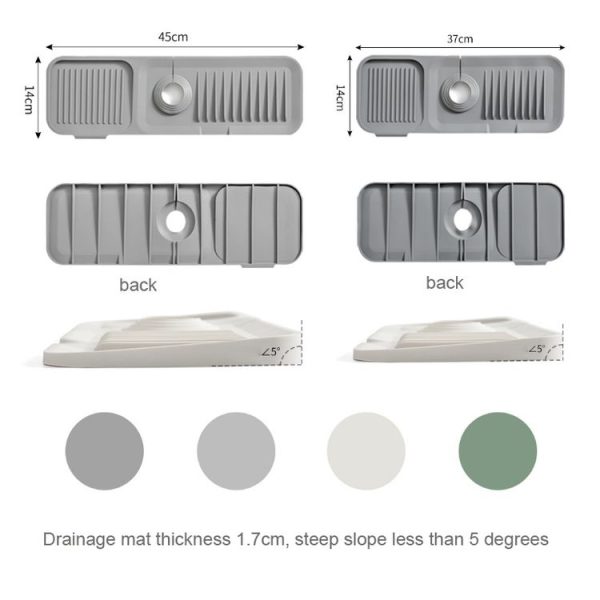 Faucet Silicone Draining Mat Anti-splash Kitchen Sink Non-slip Soap Mat, Size: Large (Deep Gray) - Image 3
