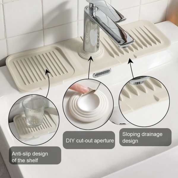 Faucet Silicone Draining Mat Anti-splash Kitchen Sink Non-slip Soap Mat, Size: Large (Deep Gray) - Image 5
