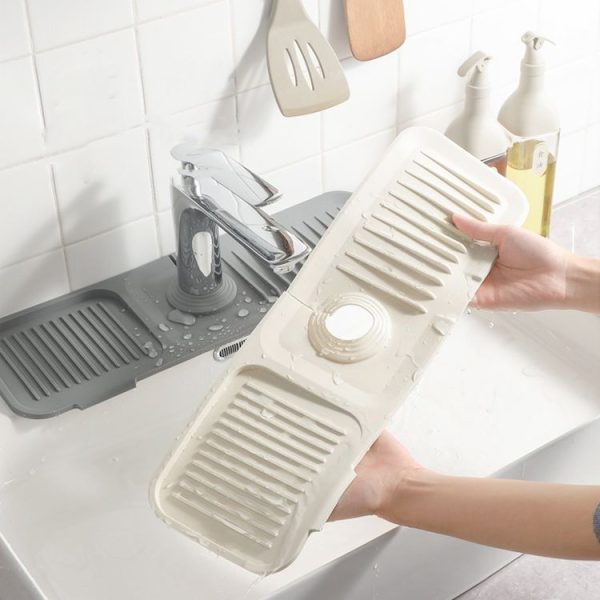 Faucet Silicone Draining Mat Anti-splash Kitchen Sink Non-slip Soap Mat, Size: Extra Large (Deep Gray) - Image 6