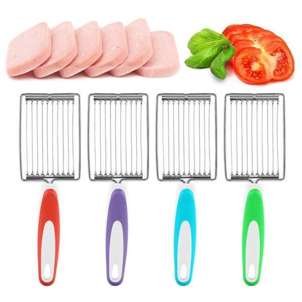 Tomato Luncheon Meat Slicer Non-slip Stainless Steel Fruit Cutter (Green) - Image 2