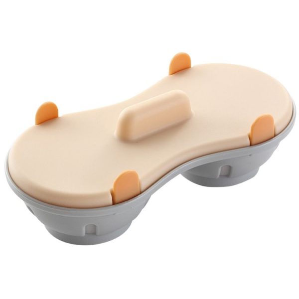 Two-compartment Steamed Egg Box Microwave Steamed Egg Plate Egg Mold (Orange)