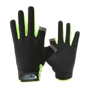 1 Pair QX0008 Outdoor Sunscreen Non-Slip Exposed Two-Finger Fishing Gloves, Size: Free Size (Fluorescent Green)