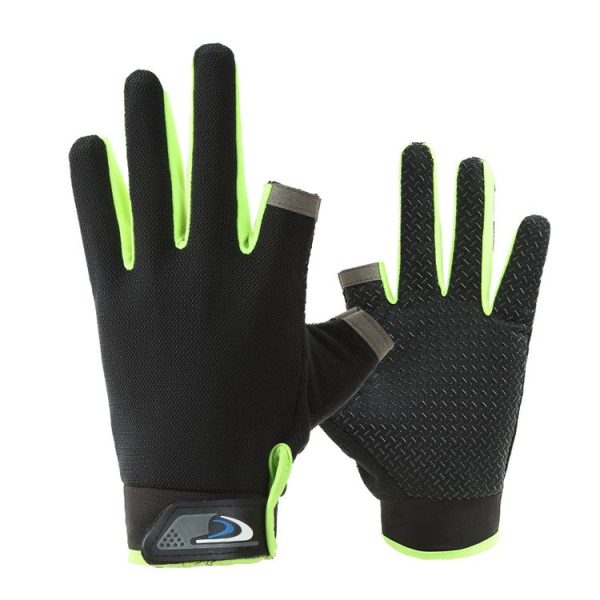 1 Pair QX0008 Outdoor Sunscreen Non-Slip Exposed Two-Finger Fishing Gloves, Size: Free Size (Fluorescent Green)