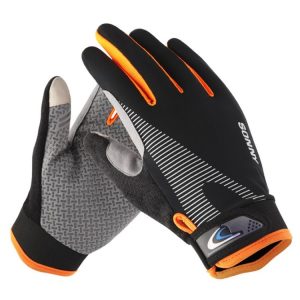 1 Pair QX0002 Sports Sunscreen Touch Screen Non-slip Wear Resistant Shock Absorbing Cycling Gloves, Size: L (Orange)