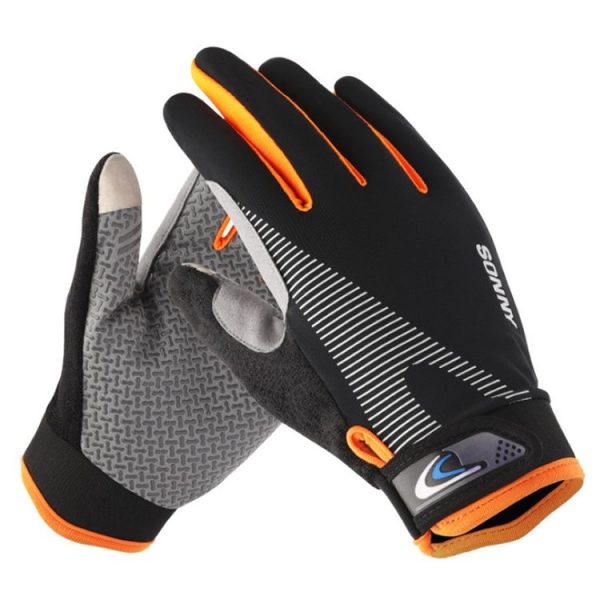 1 Pair QX0002 Sports Sunscreen Touch Screen Non-slip Wear Resistant Shock Absorbing Cycling Gloves, Size: L (Orange)