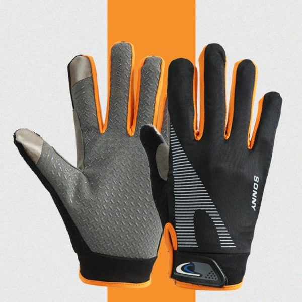 1 Pair QX0002 Sports Sunscreen Touch Screen Non-slip Wear Resistant Shock Absorbing Cycling Gloves, Size: L (Orange) - Image 2