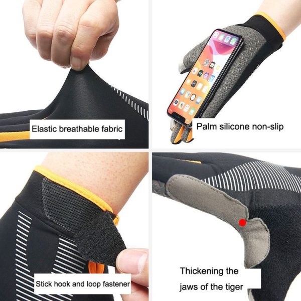 1 Pair QX0002 Sports Sunscreen Touch Screen Non-slip Wear Resistant Shock Absorbing Cycling Gloves, Size: L (Orange) - Image 3