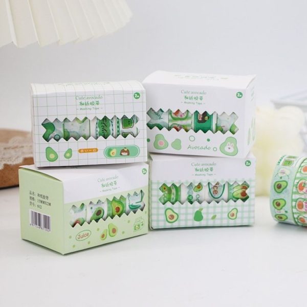 4pcs / Box 15mm X 2m Avocado Girl Washi Tape Hand Account Material (Random Delivery) - Image 2