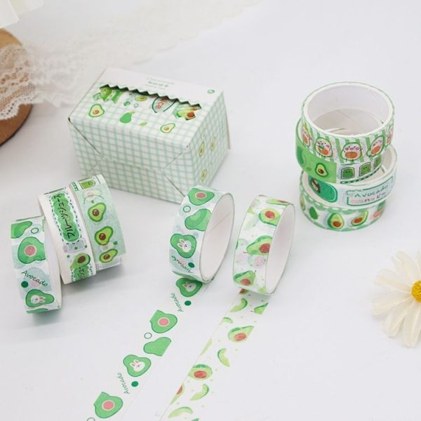 4pcs / Box 15mm X 2m Avocado Girl Washi Tape Hand Account Material (Random Delivery) - Image 3